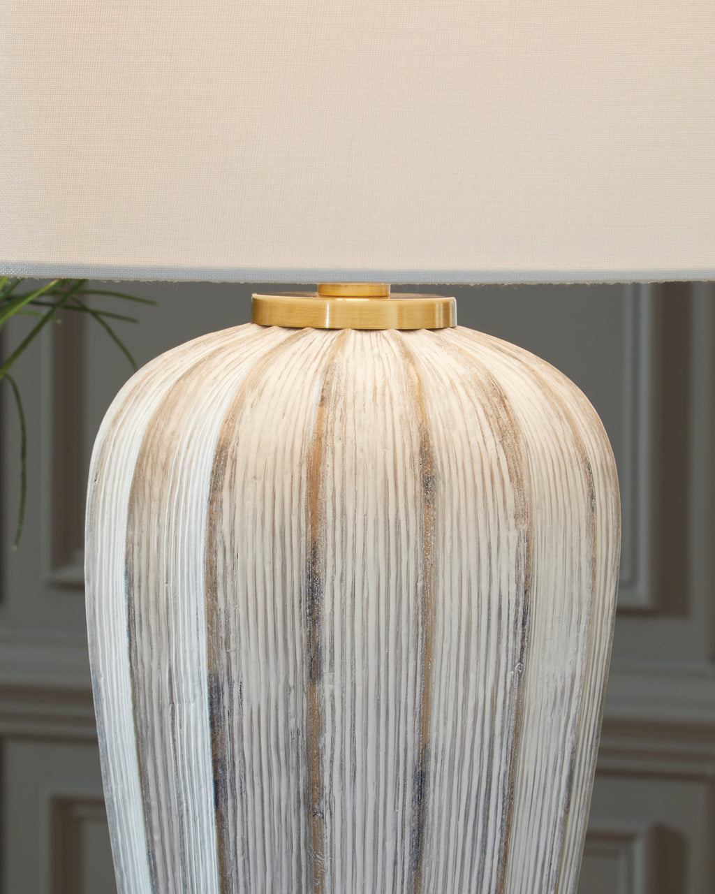 Lanwell Antique Gray Poly Table Lamp