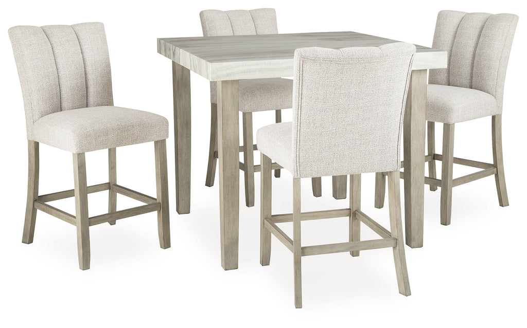Larawyn Bisque Counter Height Dining Table and 4 Barstools