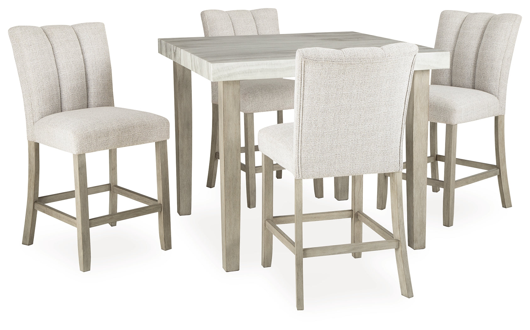 Larawyn Bisque Counter Height Dining Table and 4 Barstools