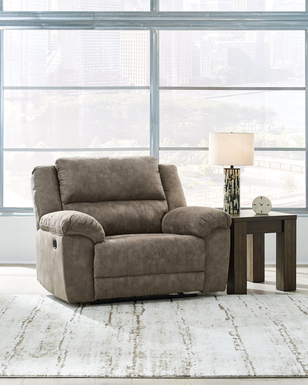 Laresview Fossil Reclining Loveseat and Oversized Recliner