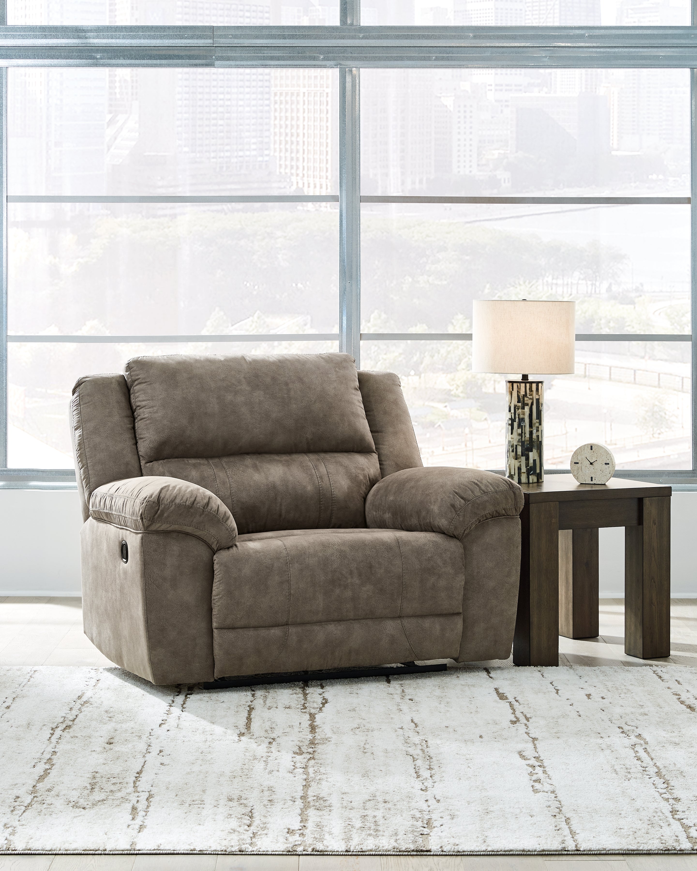 Laresview Fossil Reclining Loveseat and Oversized Recliner