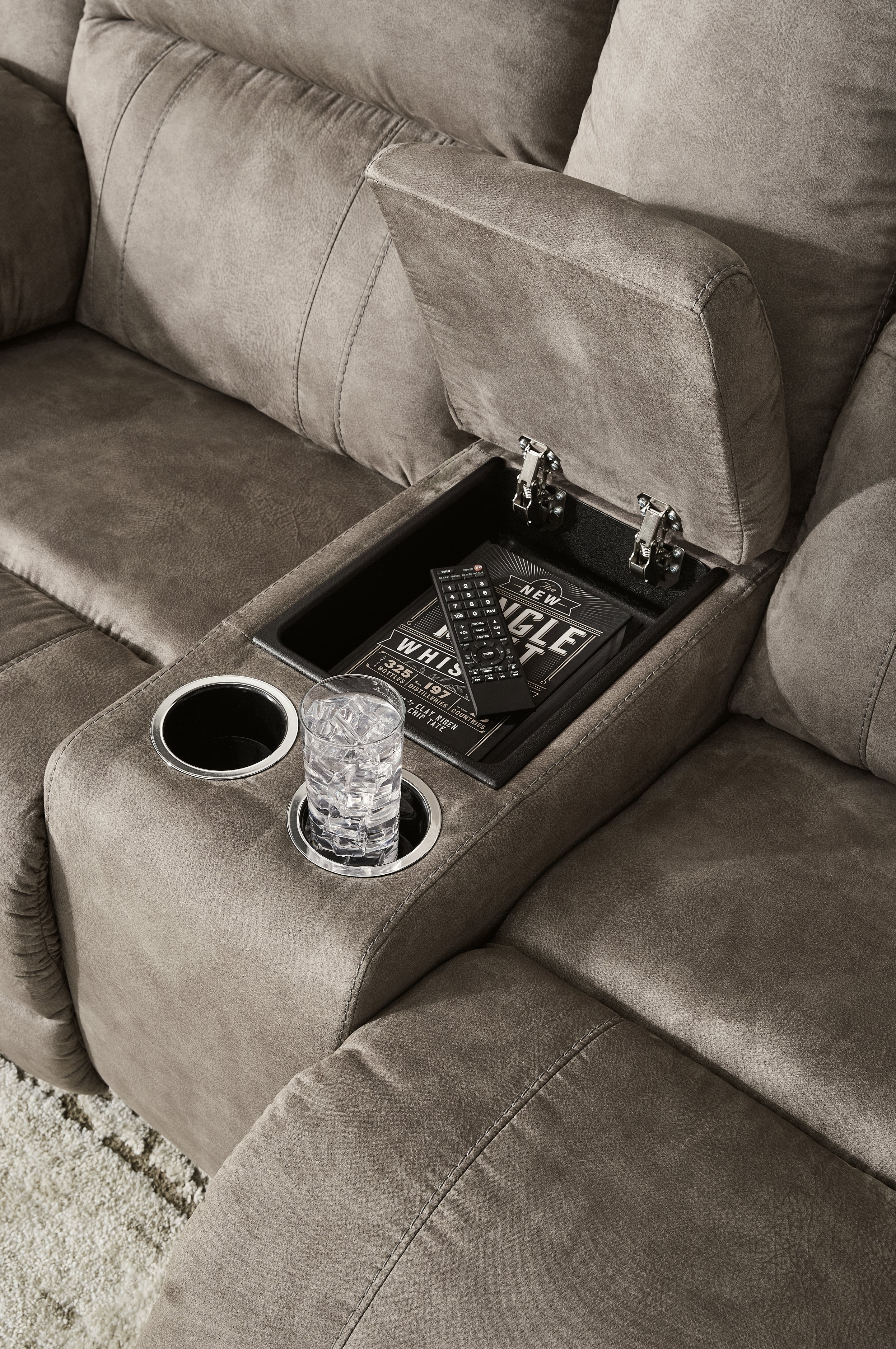 Laresview Fossil Reclining Loveseat w/Console