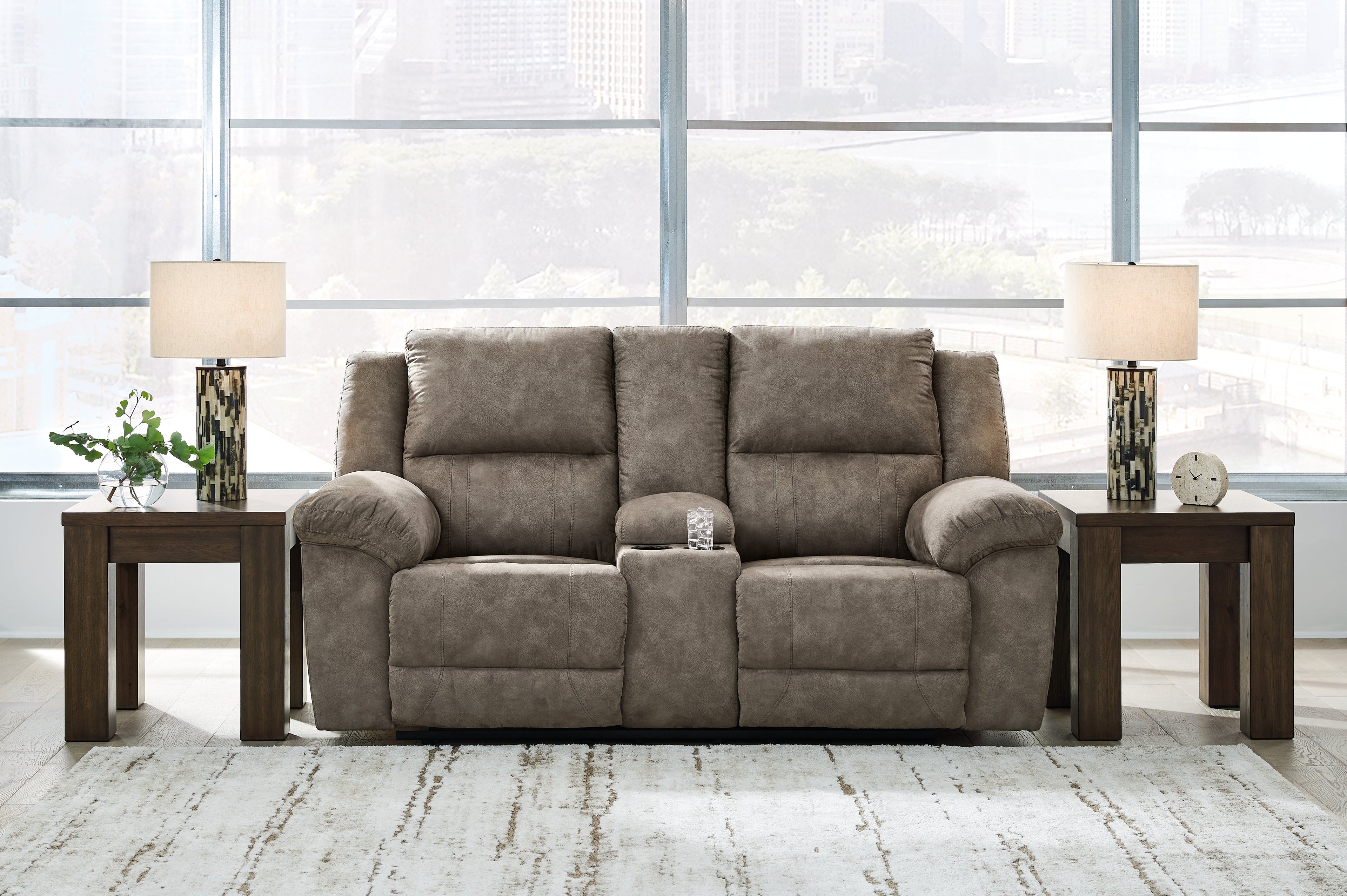 Laresview Fossil Reclining Sofa and Loveseat