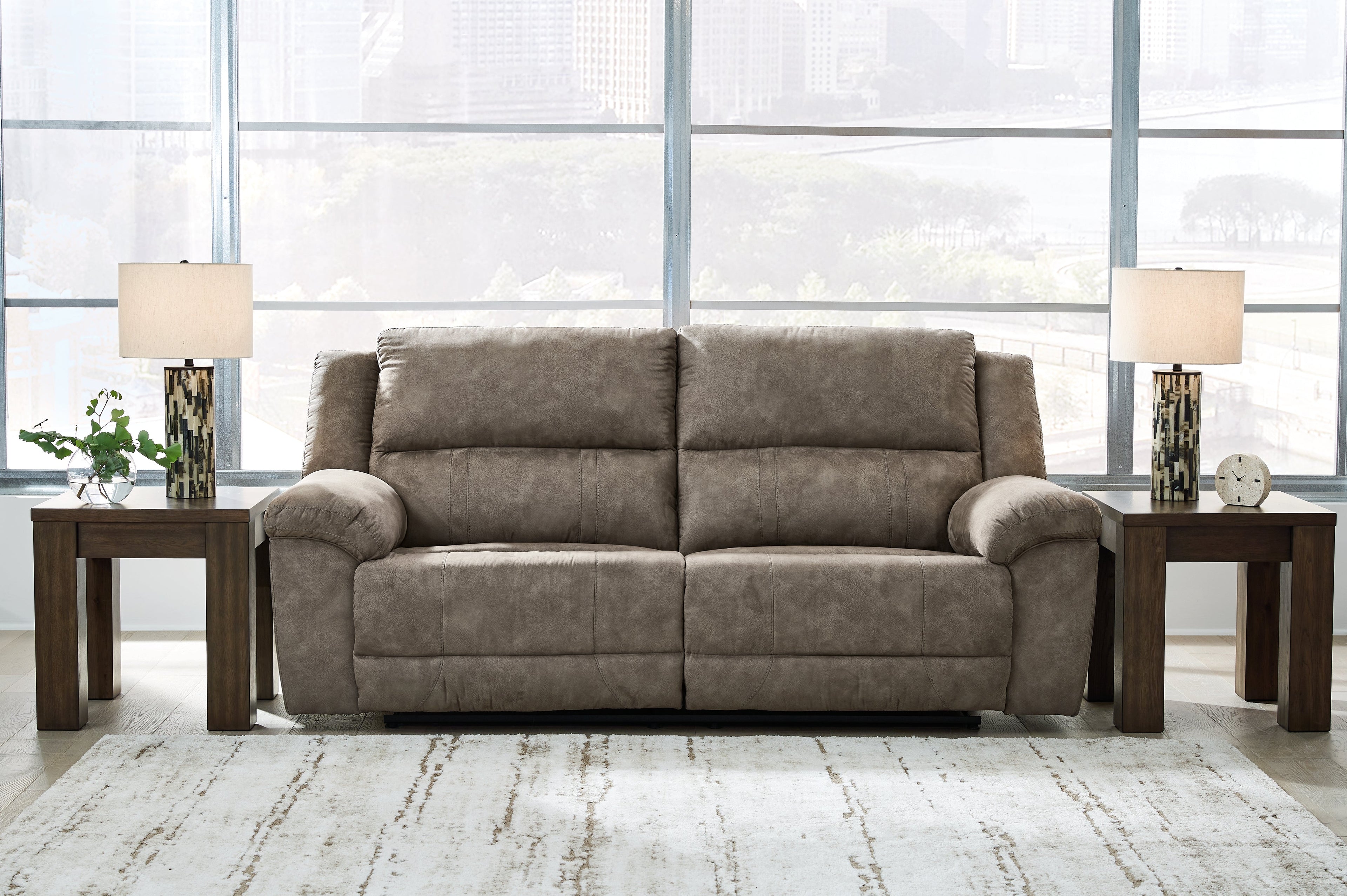Laresview Fossil Reclining Sofa and Oversized Recliner