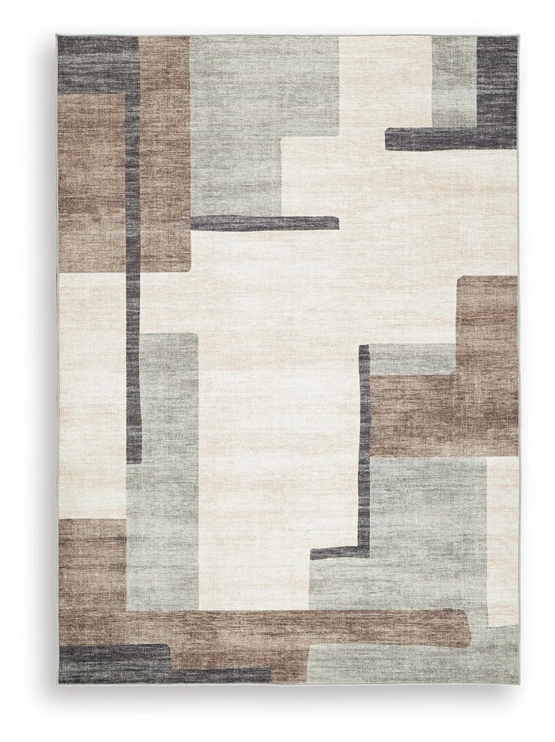 Larkport Cream/Brown/Gray Washable Medium Rug