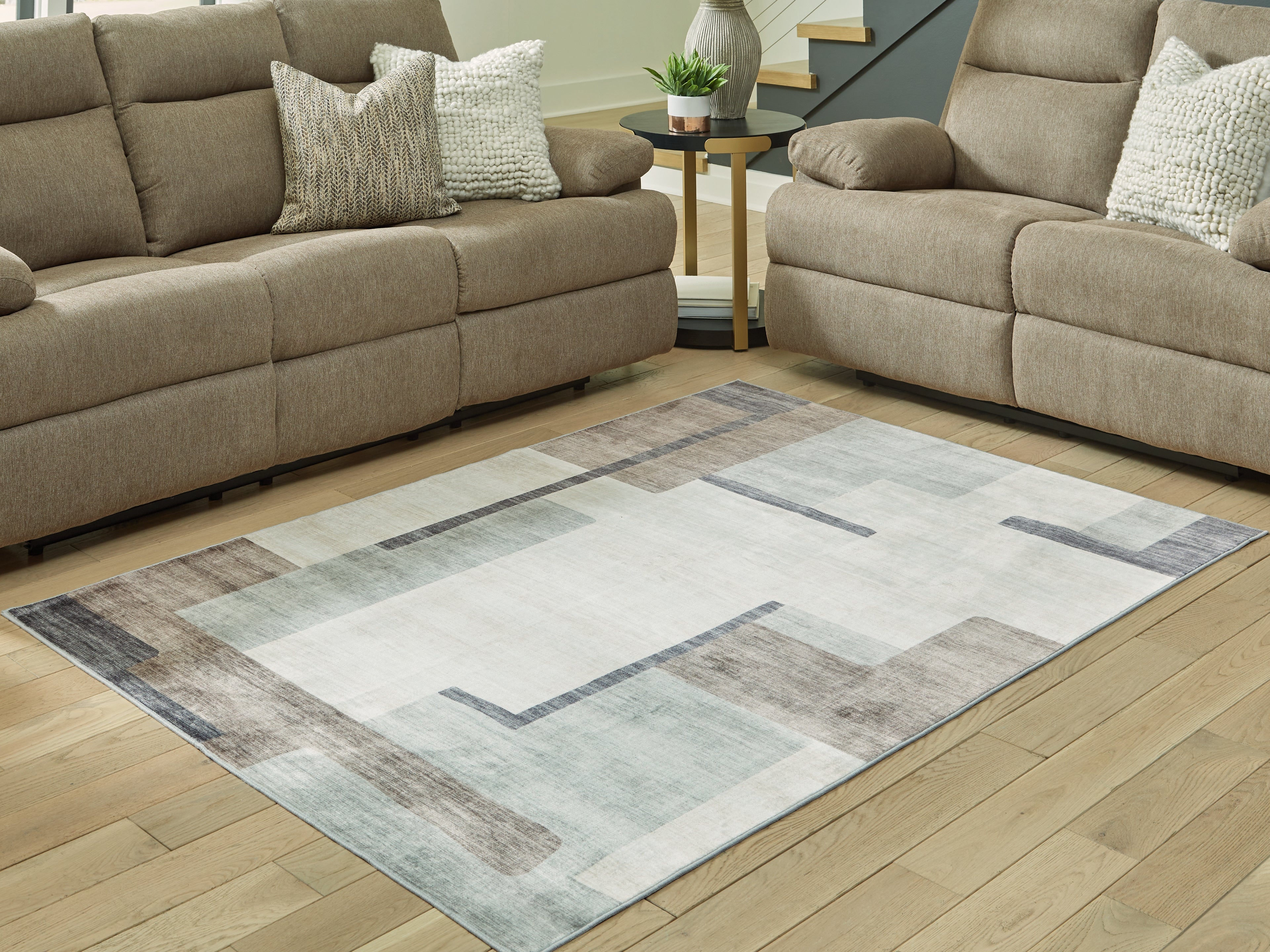 Larkport Cream/Brown/Gray Washable Medium Rug