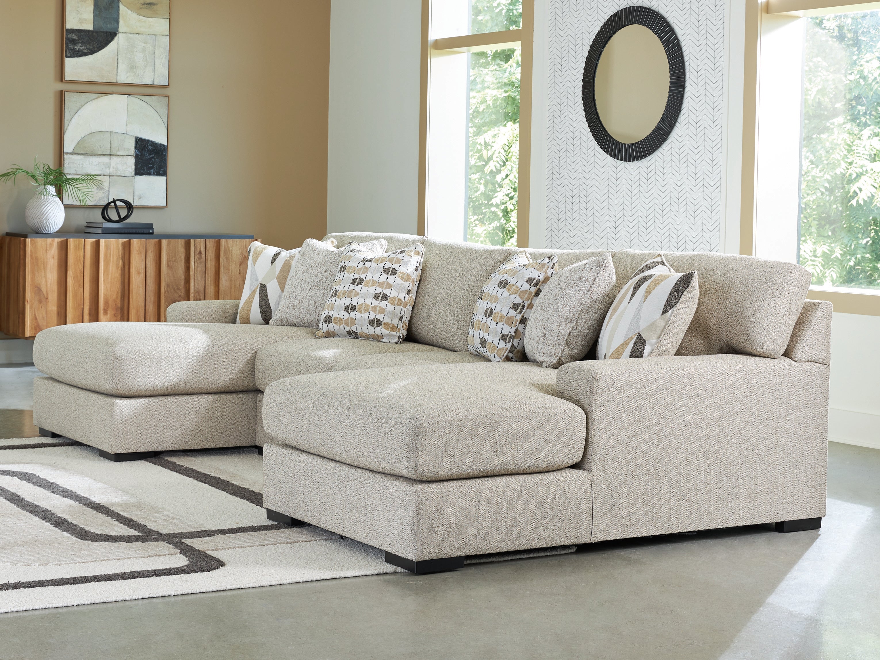 Laurelgrove Pebble 3-Piece Double Chaise Sectional