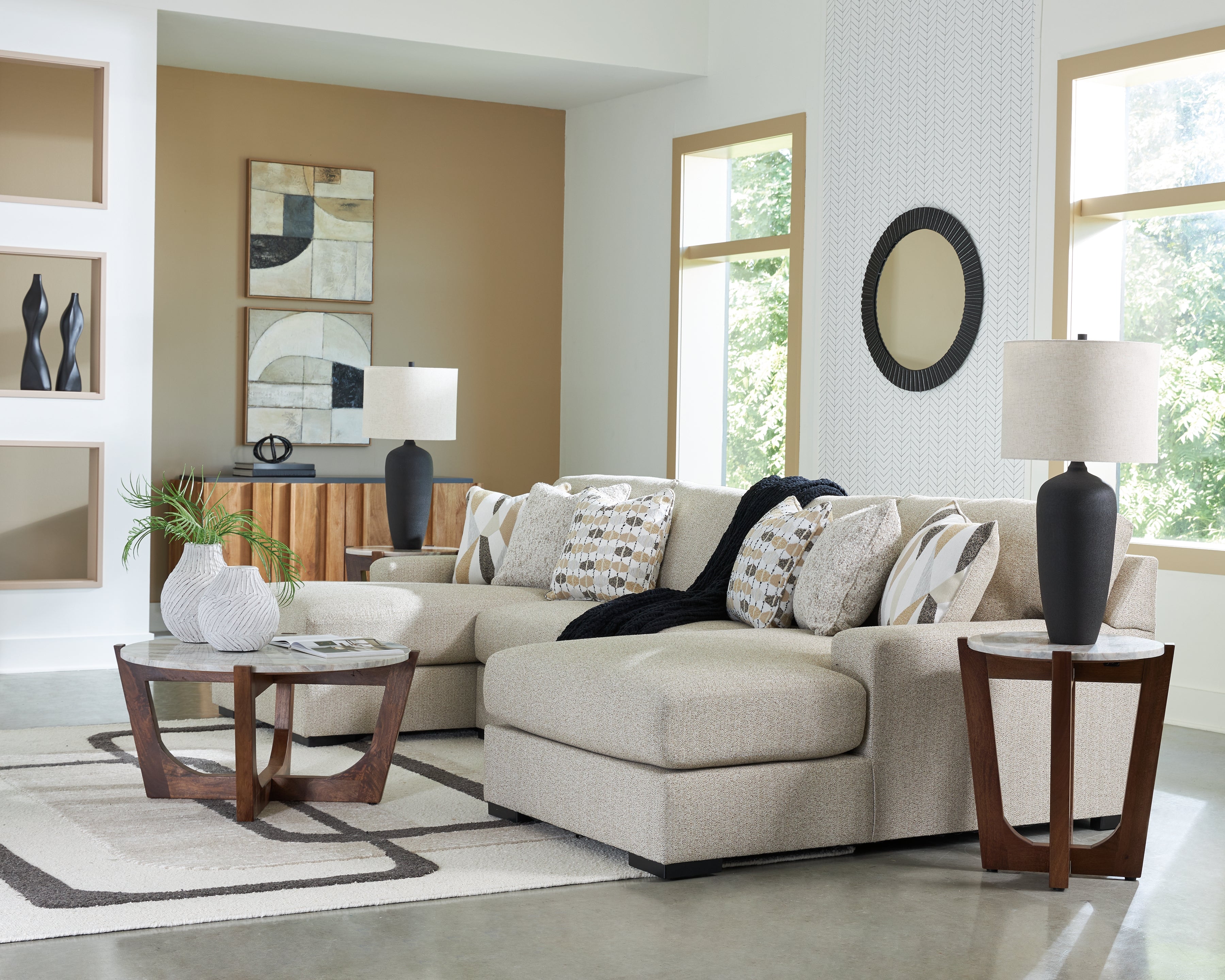 Laurelgrove Pebble 3-Piece Double Chaise Sectional