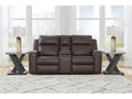 Lavenhorne Umber Reclining Loveseat with Console