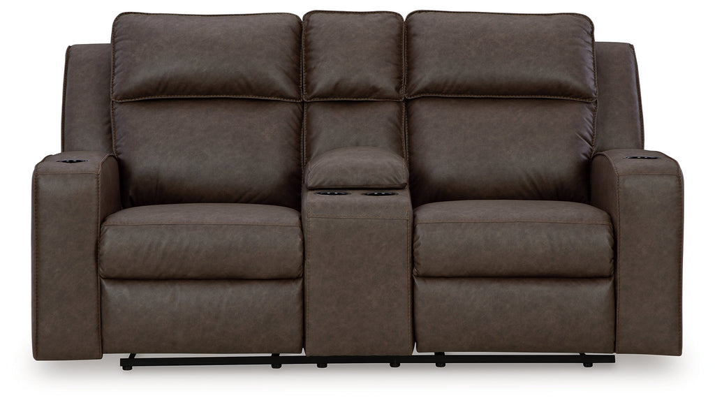 Lavenhorne Umber Reclining Loveseat with Console
