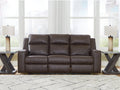 Lavenhorne Umber Reclining Sofa with Drop Down Table