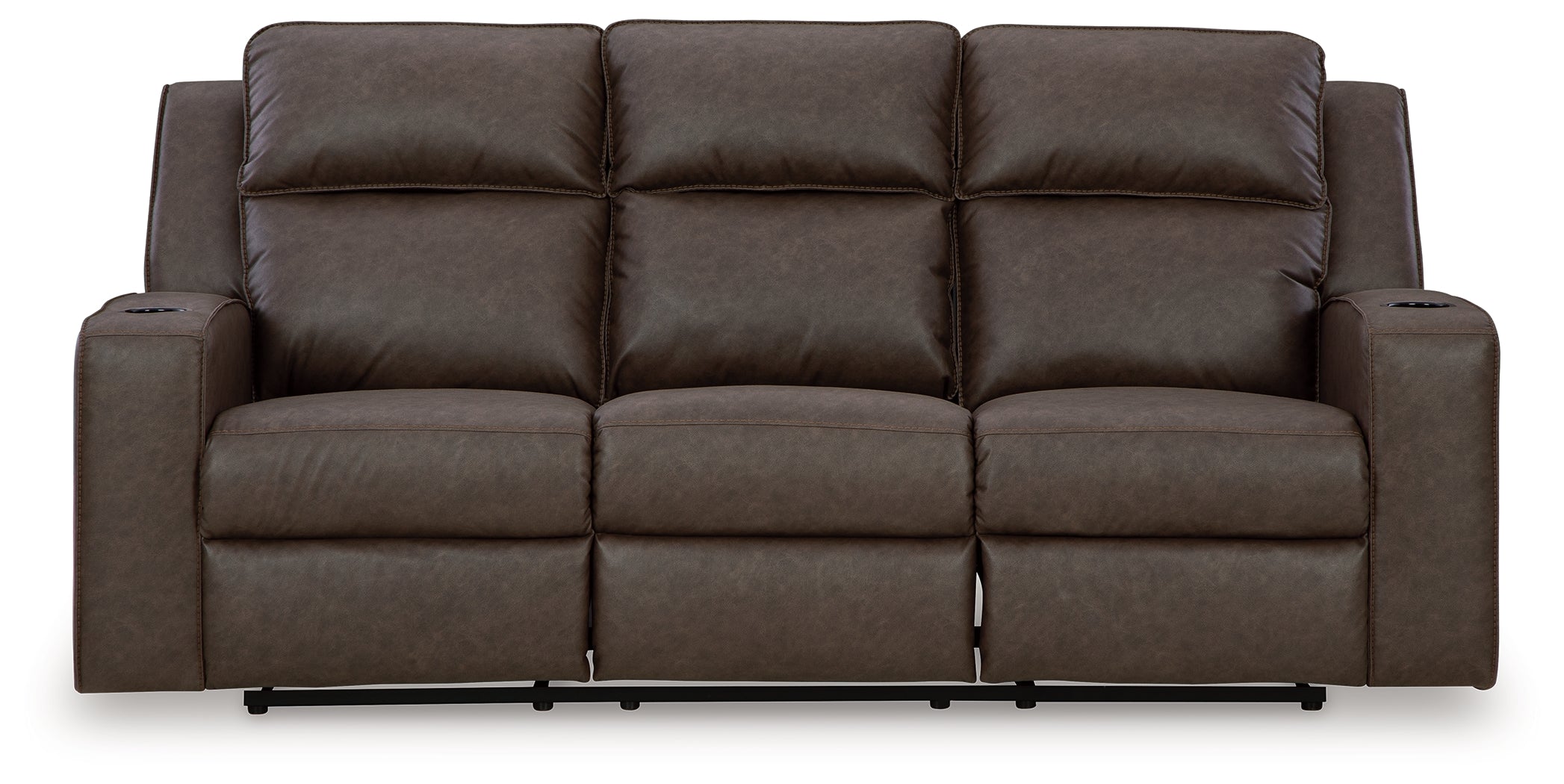 Lavenhorne Umber Reclining Sofa with Drop Down Table