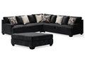 Lavernett Charcoal 3-Piece Sectional and Oversized Ottoman