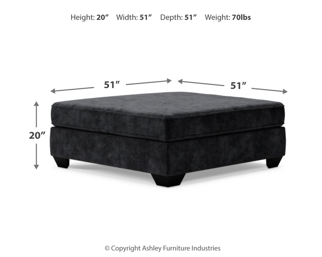 Lavernett Charcoal 3-Piece Sectional and Oversized Ottoman