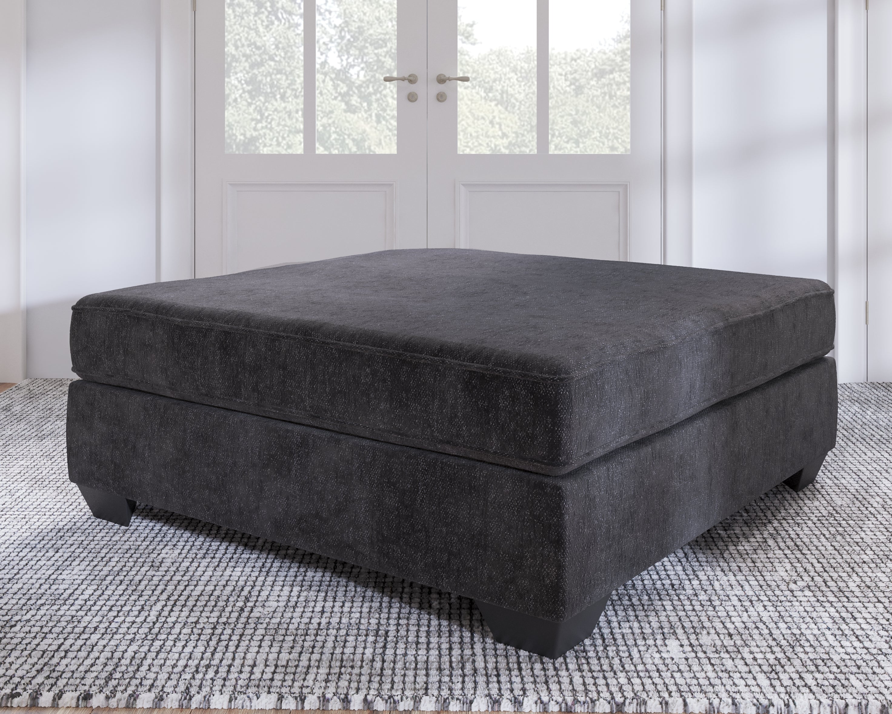 Lavernett Charcoal 3-Piece Sectional and Oversized Ottoman