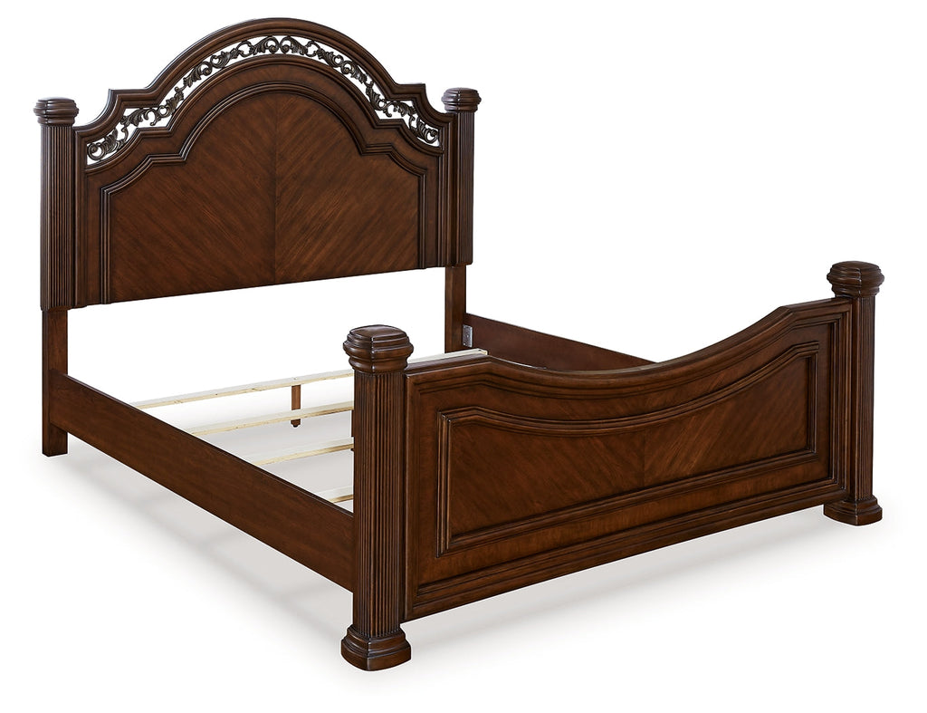 Lavinton King Poster Bed & Dresser & Mirror & Chest & 2 Nightstands, Brown