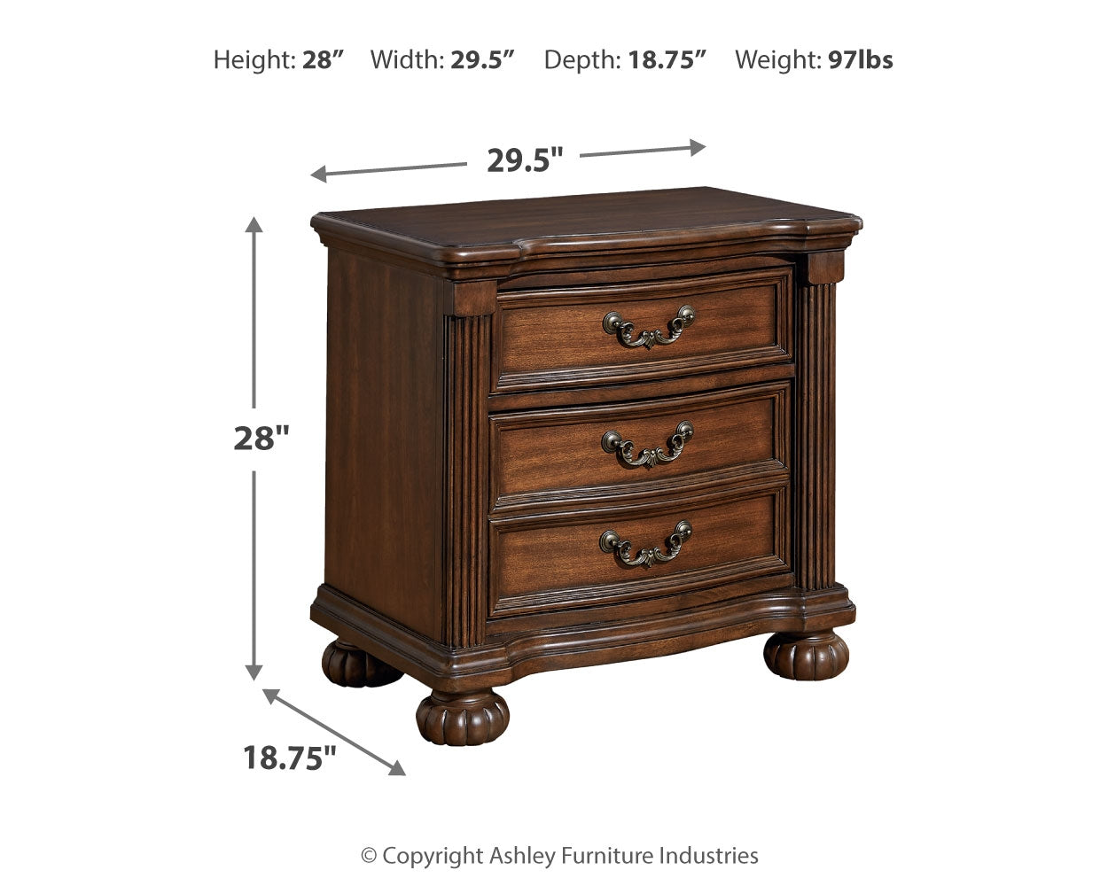 Lavinton King Poster Bed, Dresser, Mirror, Chest and Nightstand, Brown