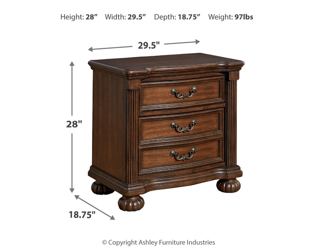 Lavinton King Poster Bed, Dresser, Mirror and 2 Nightstands, Brown