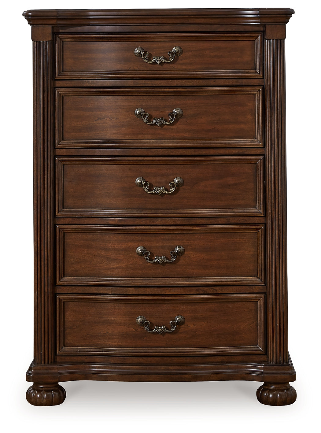 Lavinton Queen Poster Bed, Dresser, Mirror, Chest and Nightstand, Brown