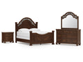 Lavinton Queen Poster Bed, Dresser, Mirror and Nightstand, Brown