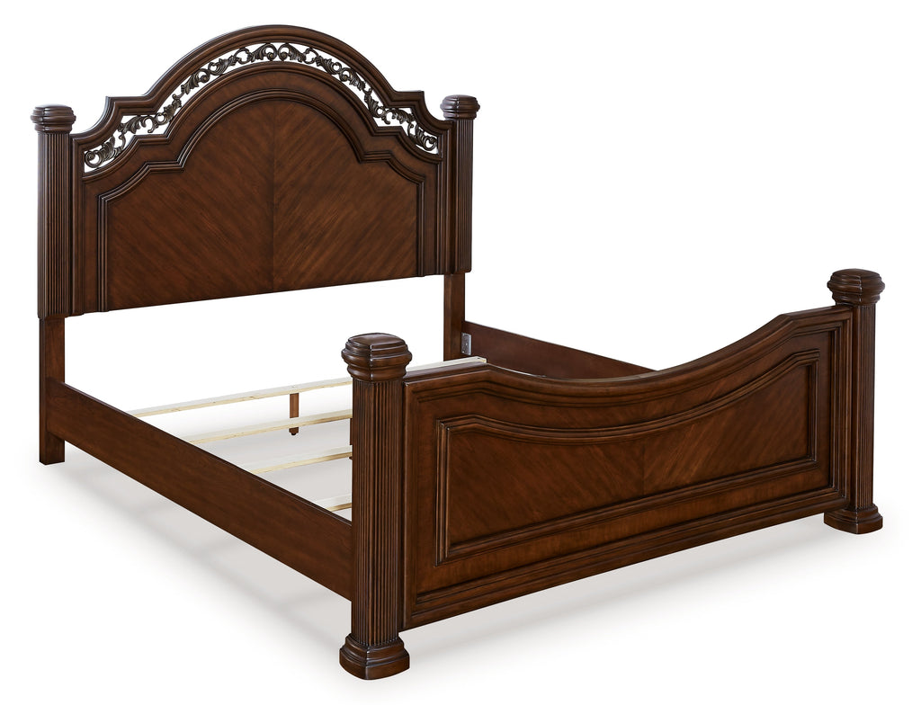 Lavinton Queen Poster Bed, Dresser, Mirror and Nightstand, Brown