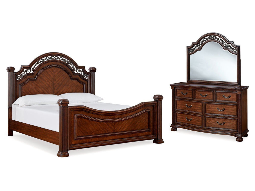 Lavinton Brown Queen Poster Bed, Dresser and Mirror
