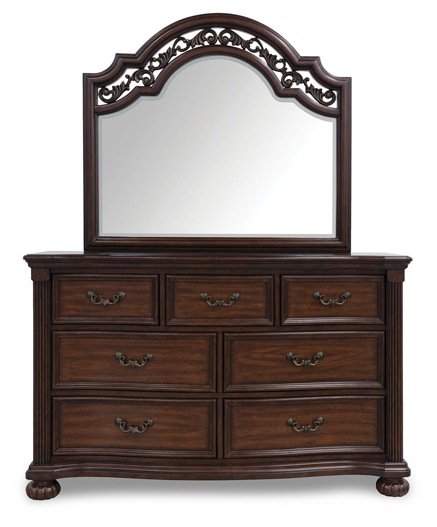 Lavinton Brown Queen Poster Bed, Dresser and Mirror