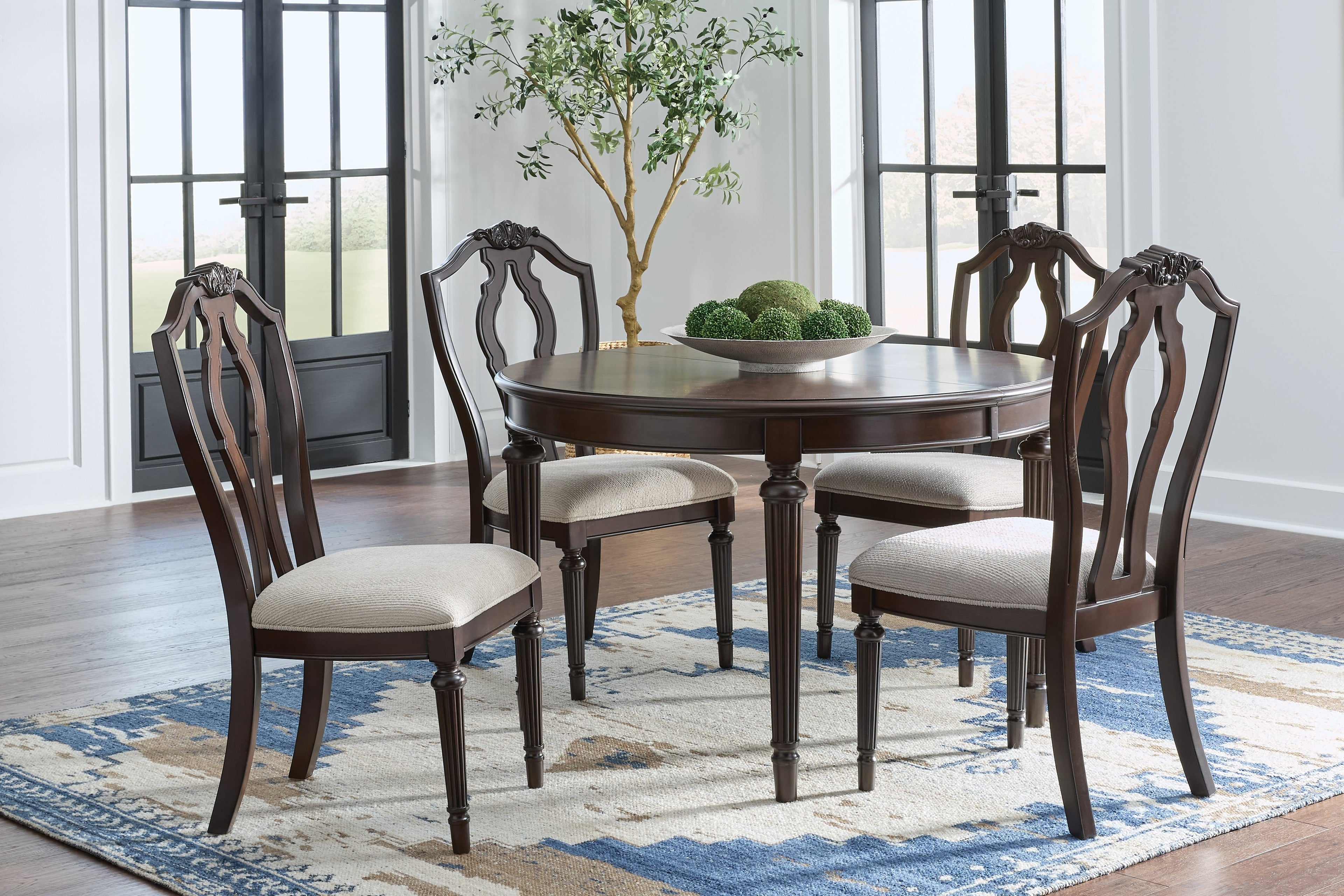Lavinton Tan/Brown Extension Dining Table and 4 Chairs