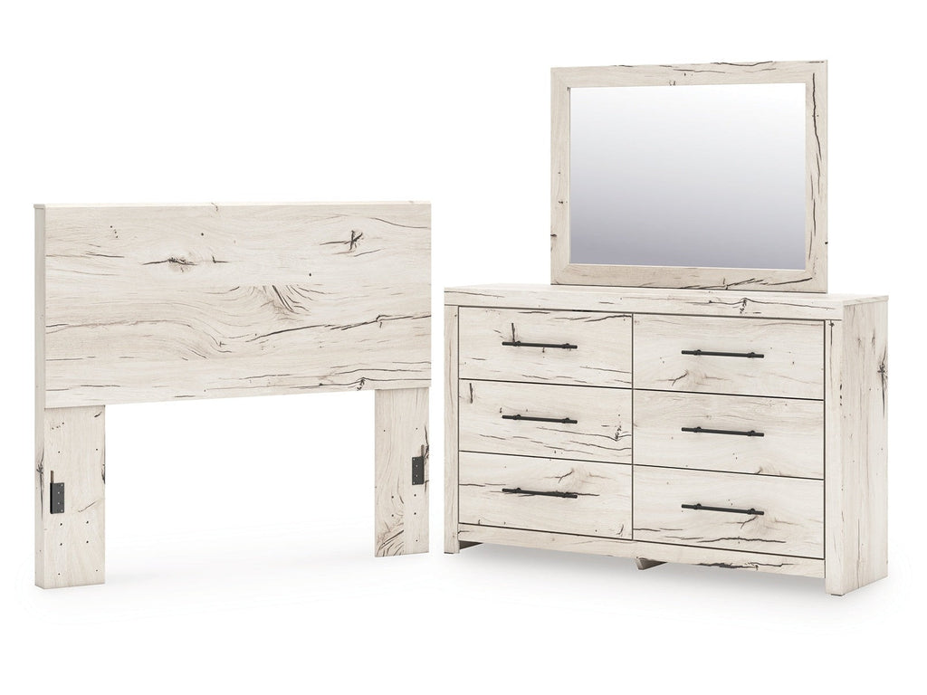 Lawroy Light Natural Full Panel Headboard & Dresser & Mirror