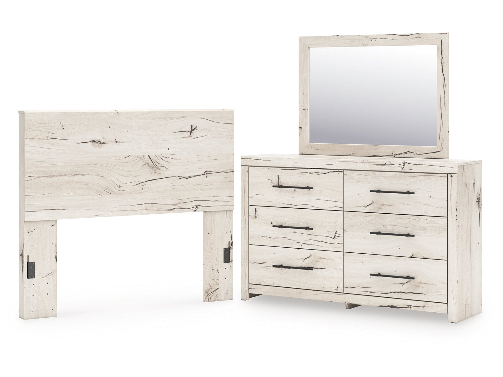 Lawroy Light Natural Full Panel Headboard & Dresser & Mirror