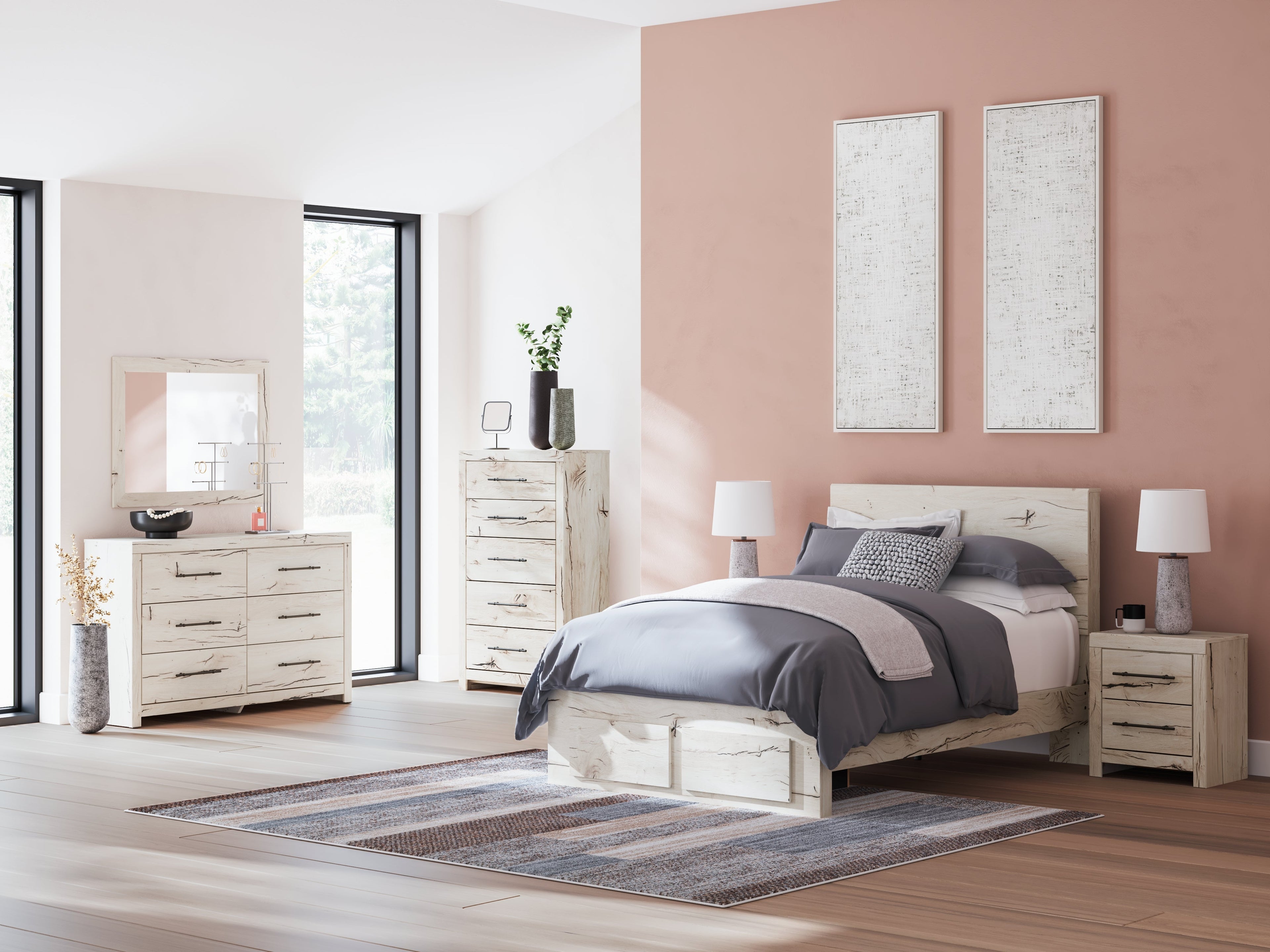 Lawroy Light Natural Full Panel Storage Youth Bed 2 Drawers