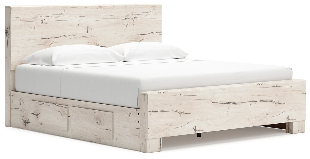 Lawroy Light Natural King Panel Bed with/Storage & Dresser & Mirror