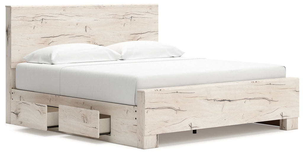 Lawroy Light Natural King Panel Bed with Storage