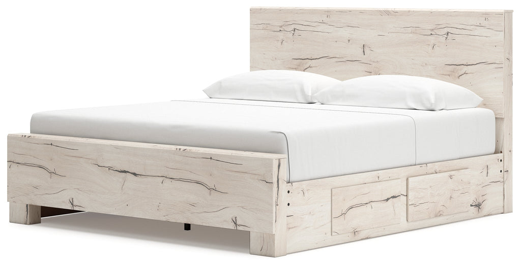 Lawroy Light Natural King Panel Bed with Storage