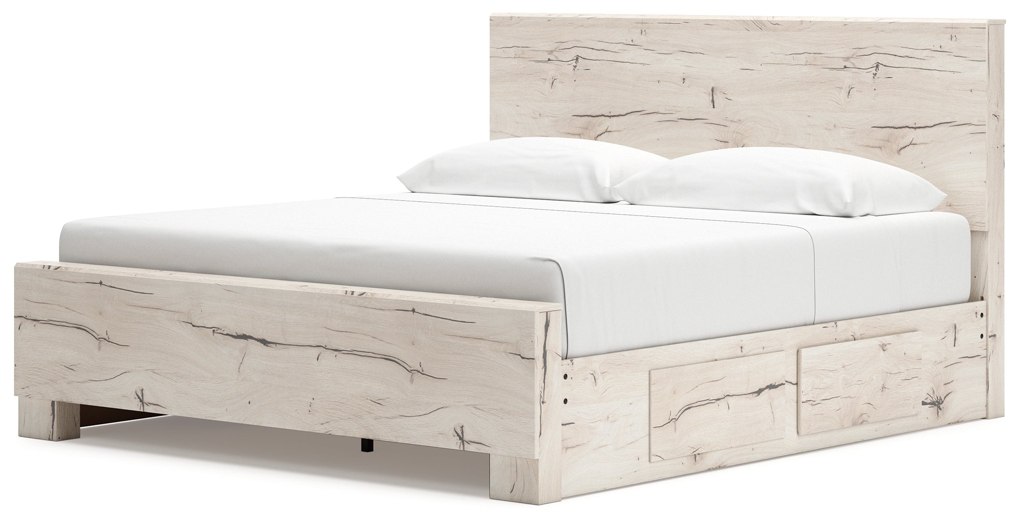Lawroy Light Natural King Panel Bed with Storage