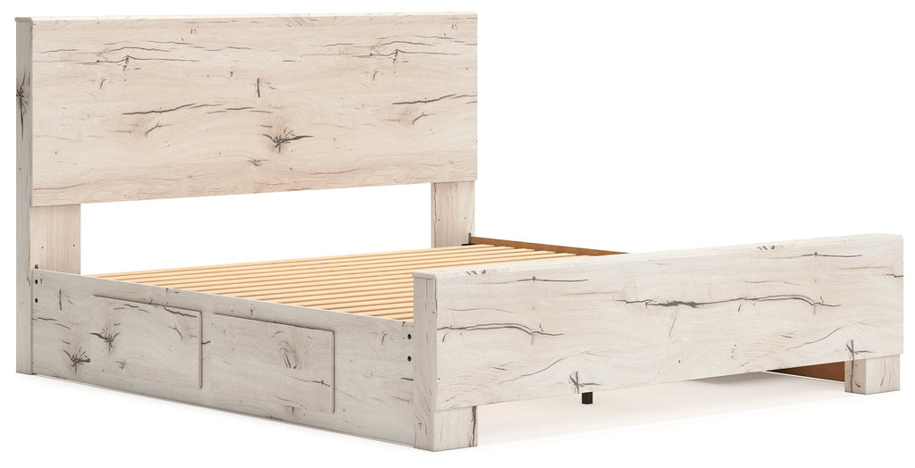 Lawroy Light Natural King Panel Bed with Storage