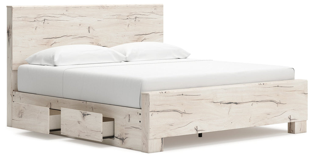 Lawroy Light Natural King Panel Bed with Storage
