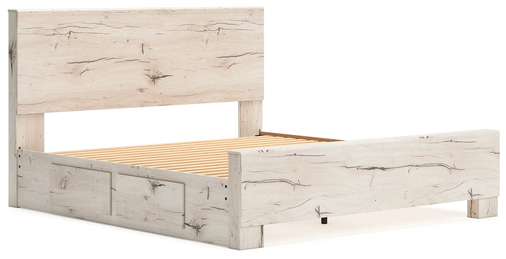 Lawroy Light Natural King Panel Bed with Storage
