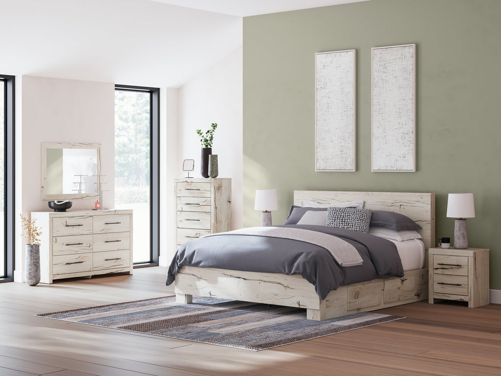 Lawroy Light Natural King Panel Bed with Storage