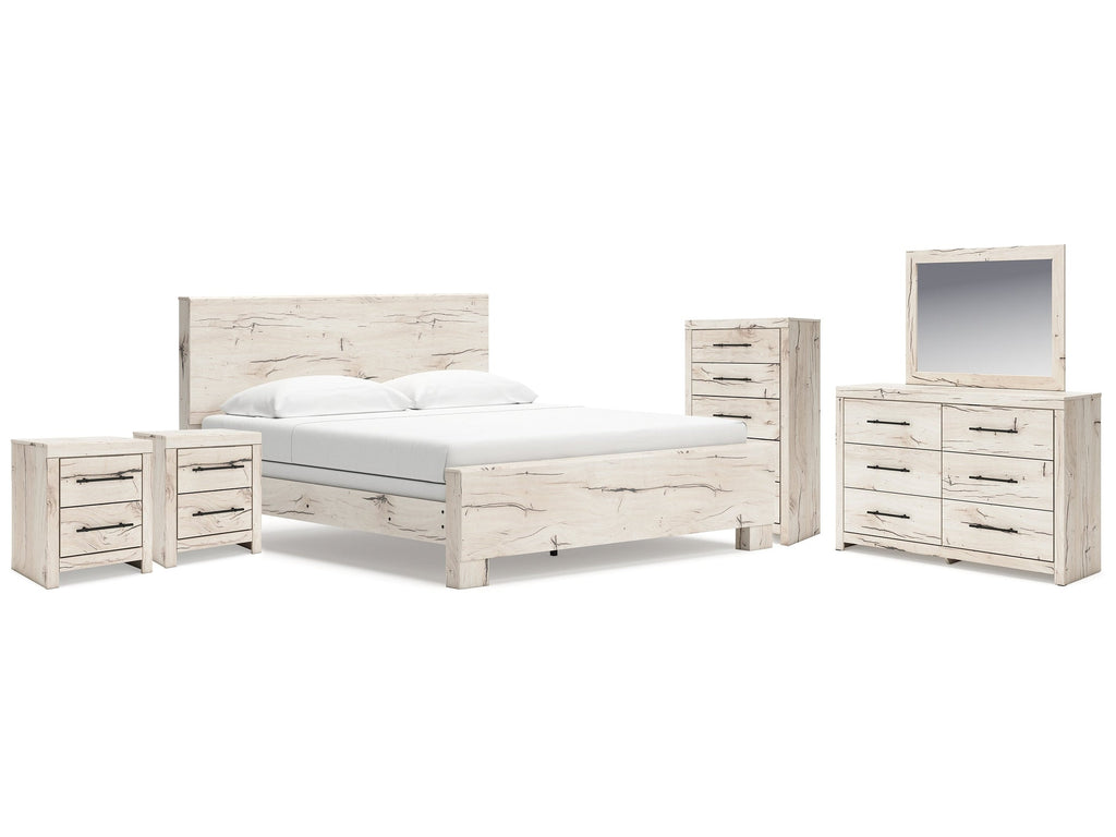 Lawroy Light King Panel Bedroom Set, Natural