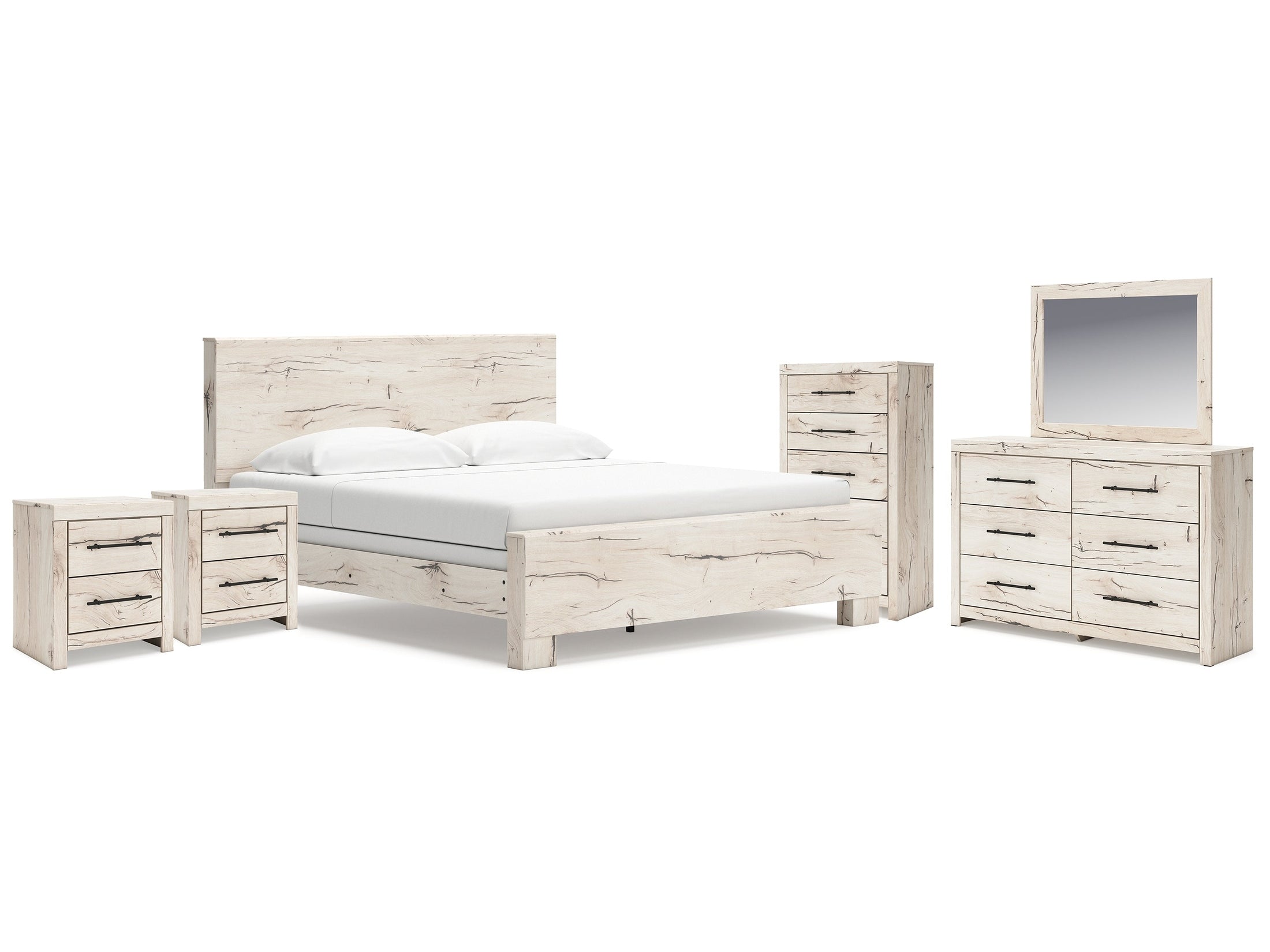 Lawroy Light King Panel Bedroom Set, Natural