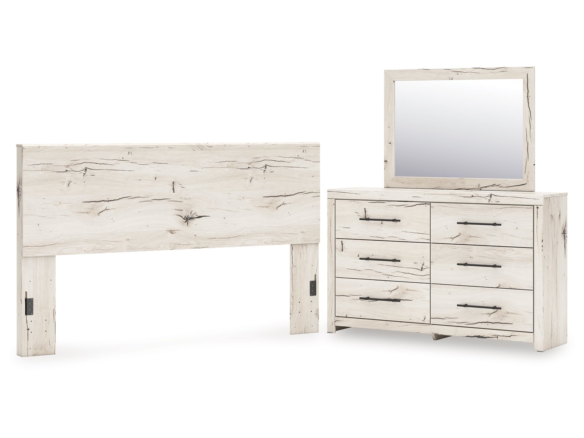 Lawroy Light Natural King Panel Headboard & Dresser & Mirror