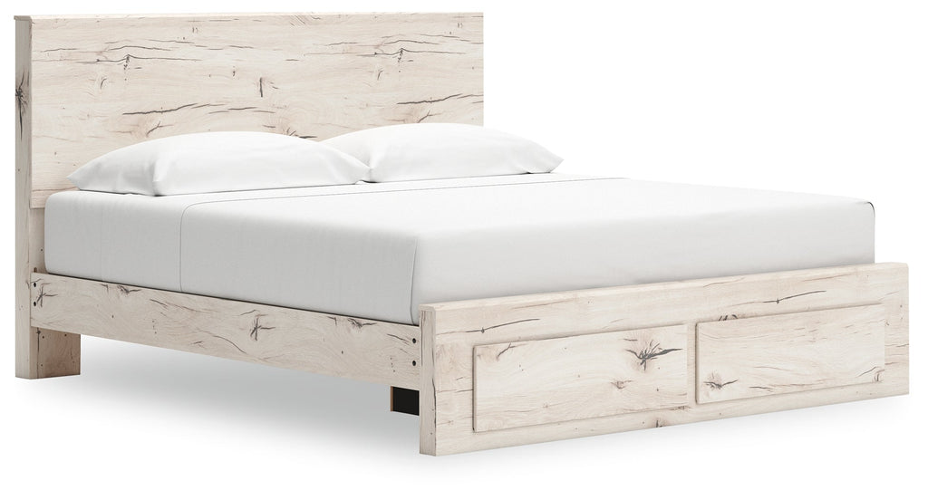 Lawroy Light Natural King Panel Storage Bed & Dresser & Mirror