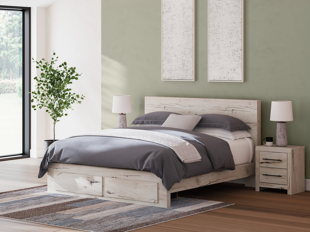 Lawroy Light Natural King Panel Storage Bed