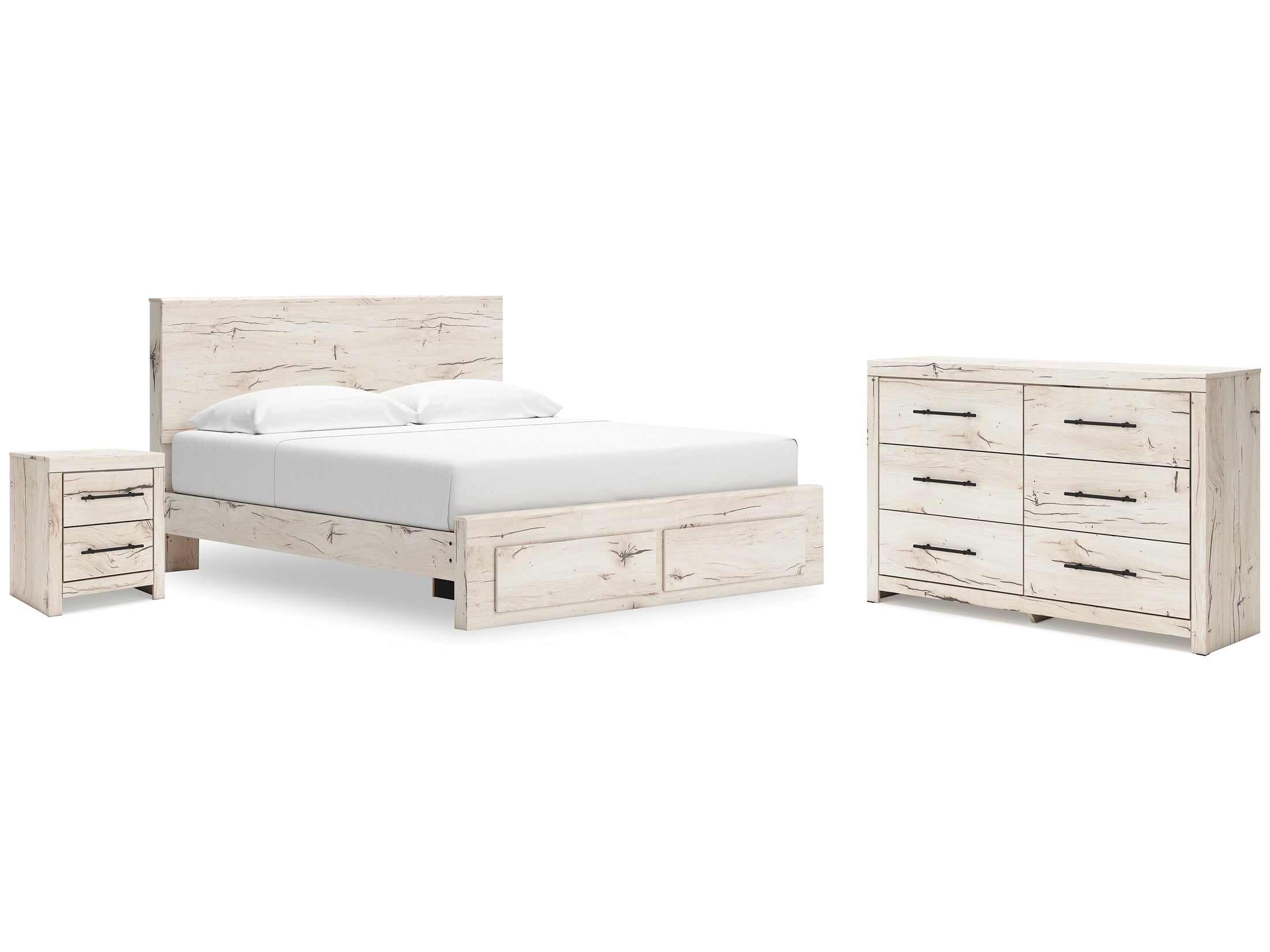 Lawroy Light Natural King Storage Bed & Dresser & Nightstand