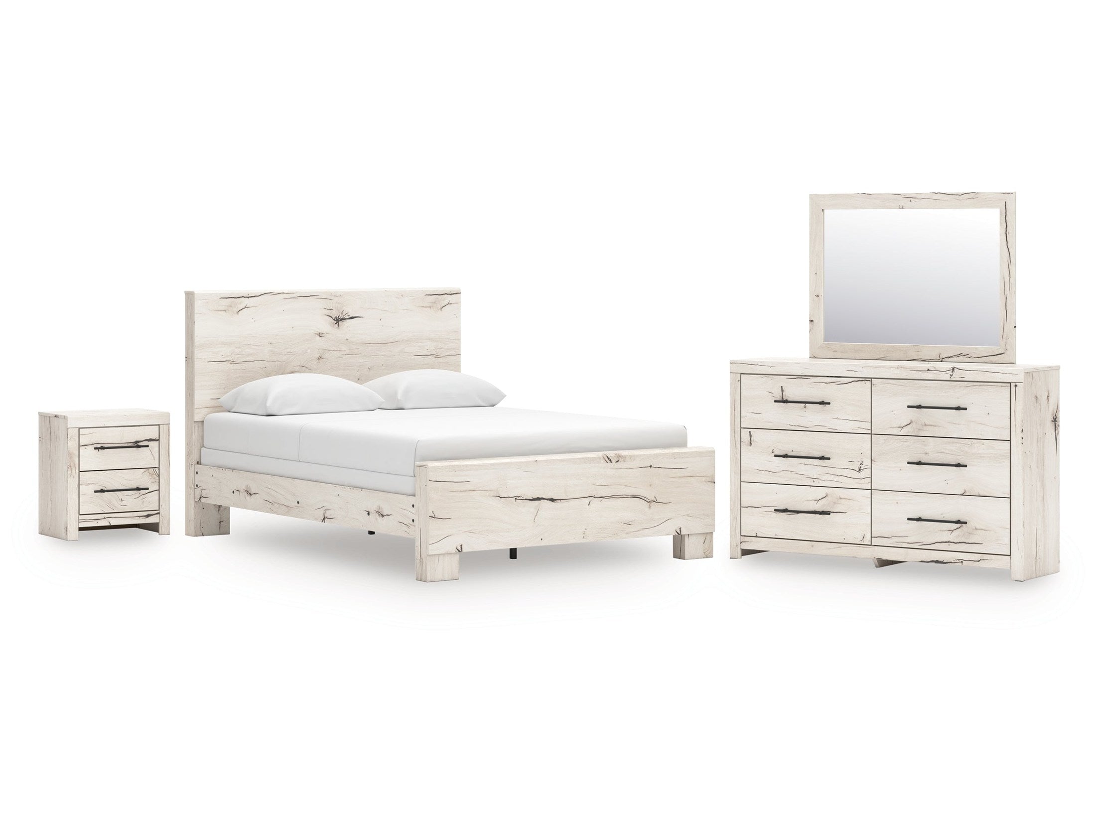 Lawroy Light Natural Queen Panel Bed & Dresser & Mirror & Nightstand