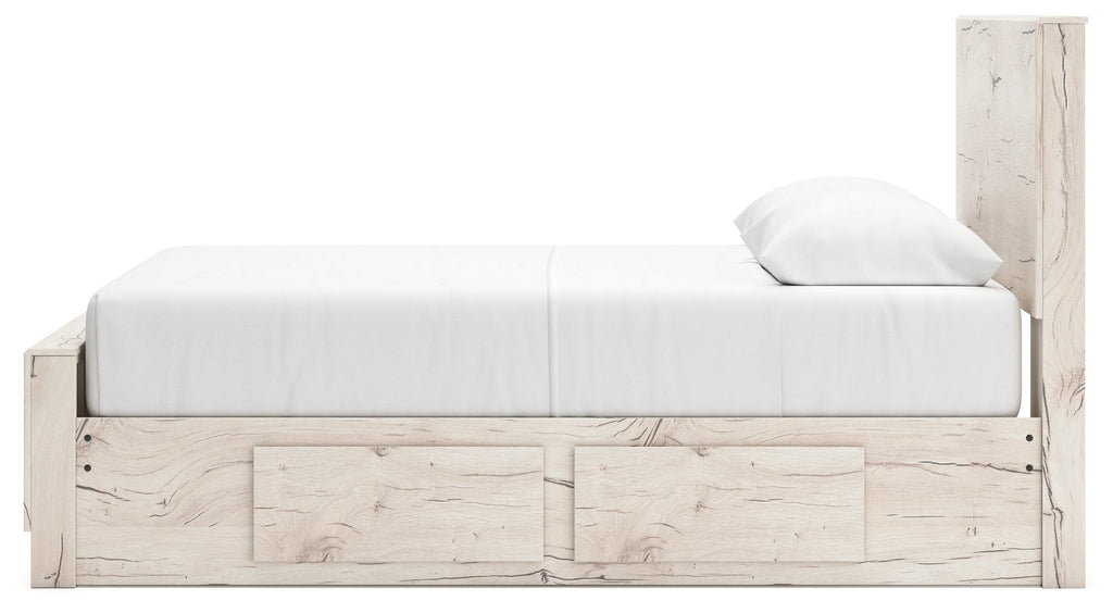 Lawroy Light Natural Queen Panel Bed with 4 Storage