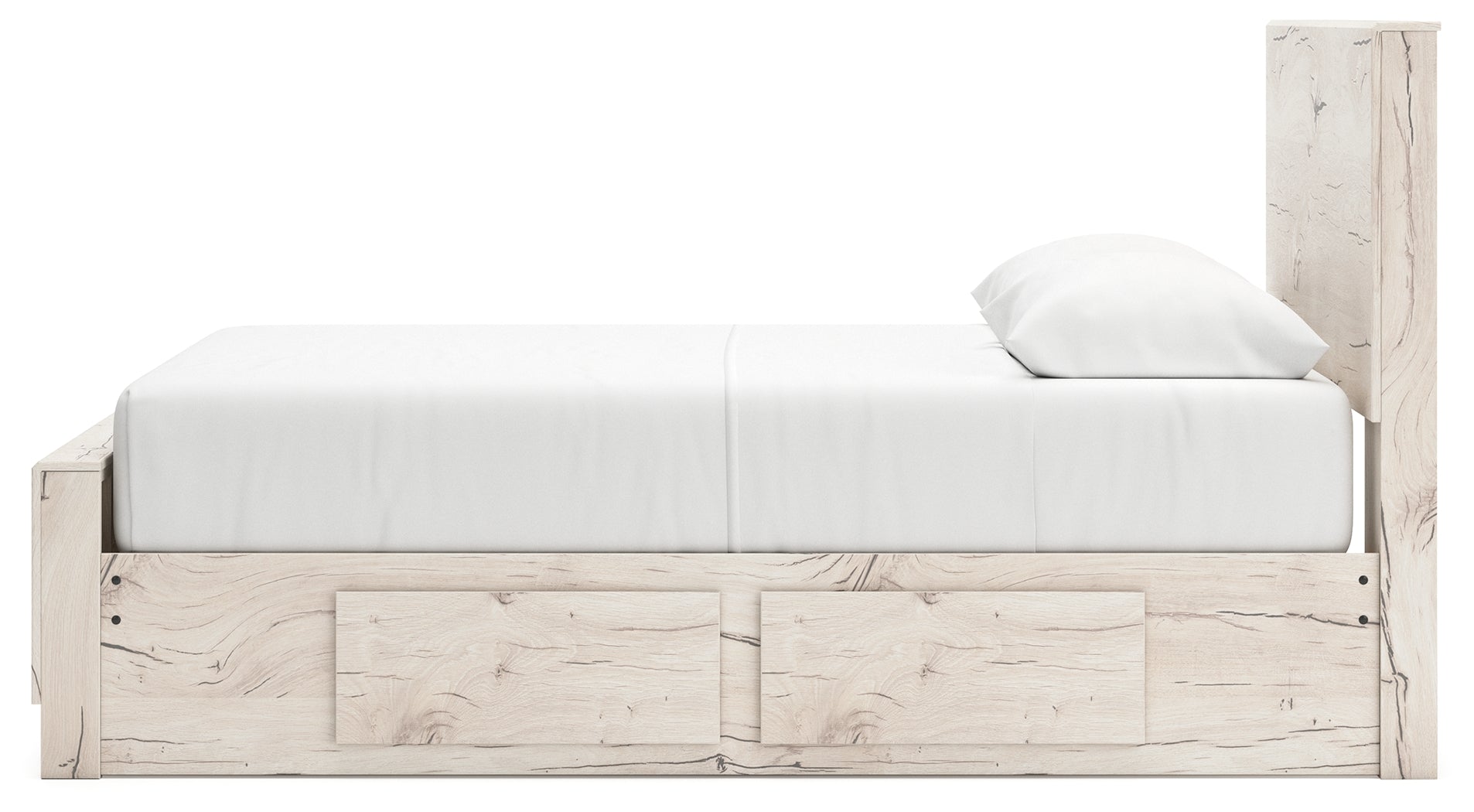 Lawroy Light Natural Queen Panel Bed with 4 Storage