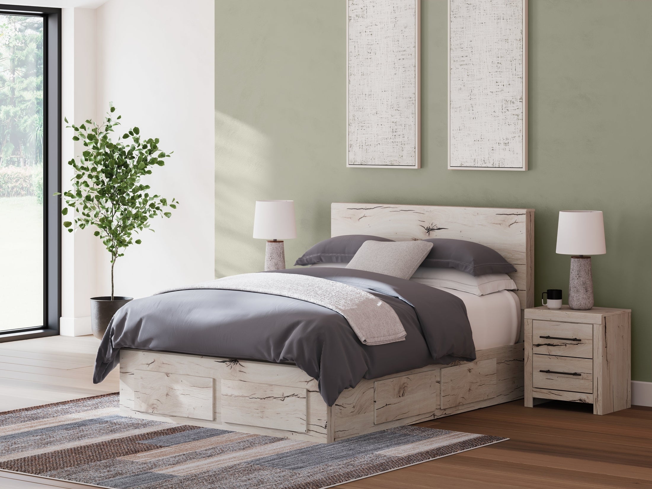 Lawroy Light Queen Panel Bed, Natural