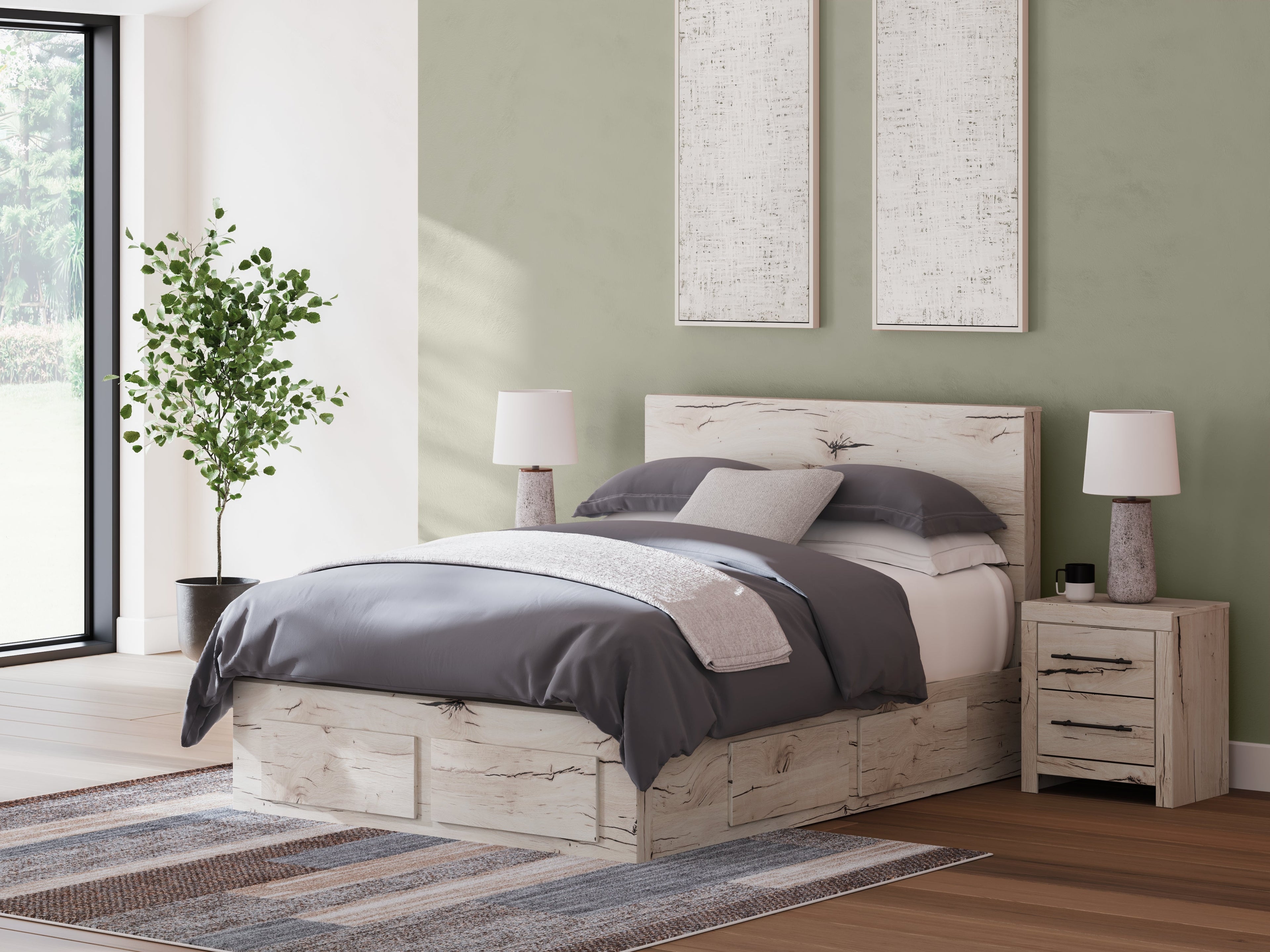 Lawroy Light Queen Panel Bed, Natural